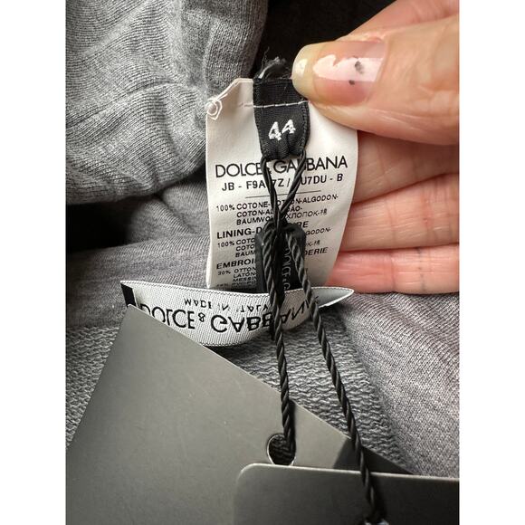 NWT Dolce & Gabbana Embellished Floral Logo Hoodie Gray Women US M - Picture 8 of 16
